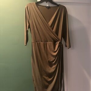 Cute and Casual Olive Green Wrap Dress